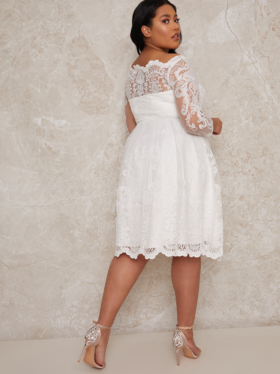 Bridal Lace Long Sleeve Midi Dress ...